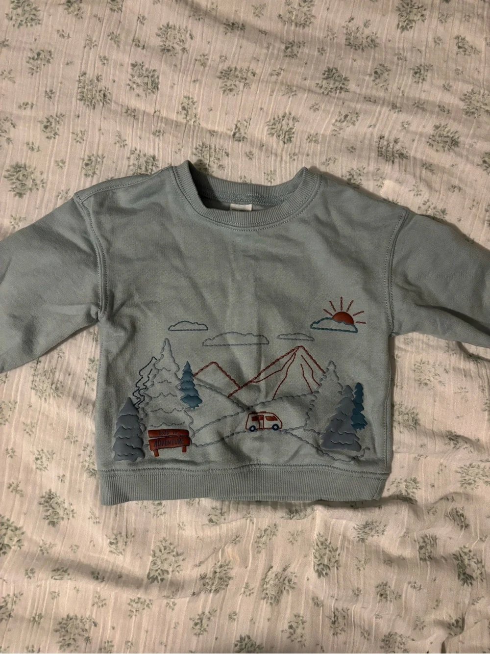 Carter's Light Blue Mountain Embroidered Sweatshirt & Black Joggers